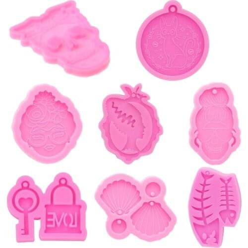 Keychain Epoxy Resin Mold Key Chain Pendants Silicone Mould DIY Crafts Decorations Casting Tool W0YA