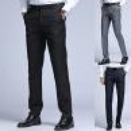 Trousers Solid Color Slim Pants Men Clothing for Business