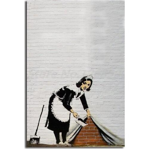 Maid Sweeping Street Graffiti Wall Art Canvas Poster And Print Canvas Painting Decorative Picture For Living Room Decor