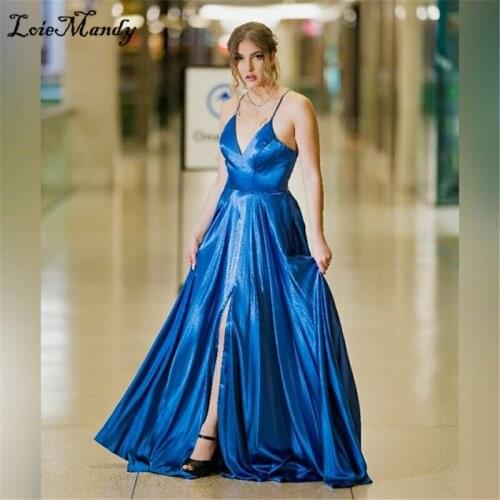 Elegant Split Long Prom Dresses 2021 Deep V-neck Evening Party Gowns For Women Criss Cross Backless Vestidos largos de fiesta