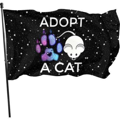 Adopt A Cat Flag 3x5 Ft Holiday Banner Garden Yard House Flags - Indoor Outdoor Party Home Decorations Vivid Color