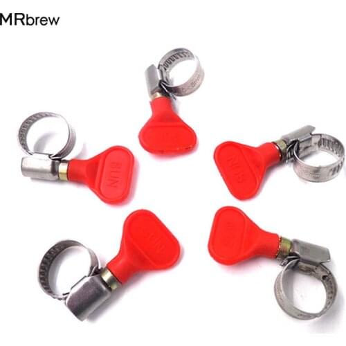 Homebrew Butterfly Stainless Steel Hose Clamp, worm clamp, Fit for 10mm-16mm / 8-12mm OD tubing , 5pcs/lot