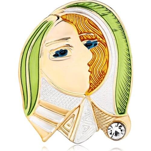 HOSENG Abstract Art Portrait Cartoon Brooch Alloy Enamel Woman Man Collar Christmas Birthday Gift Jewelry Accessories Pin HS_411