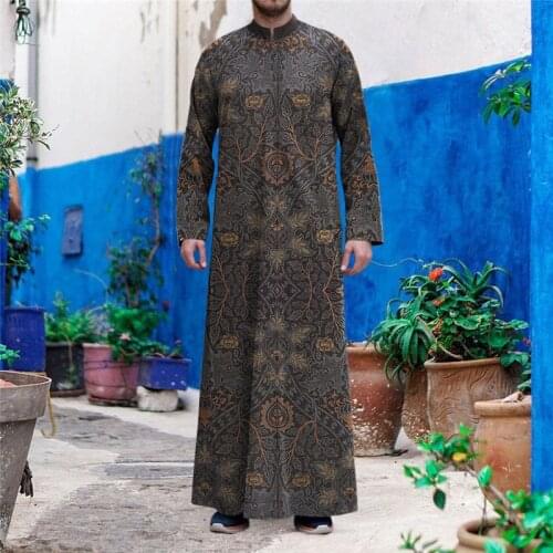 Eid Ramadan Men Abaya Dubai Turkey Indianislamic Clothing 2021 New Muslim Fashion Long Sleeve Robe Casual Loose Soft Dress