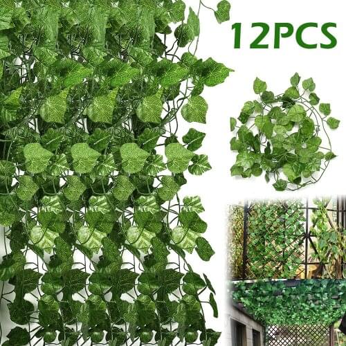 12pcs Artificial Plants of Vine False Ivy Hanging Garland for The Wedding Party Home Bar Garden Wall Decoration Outdoor