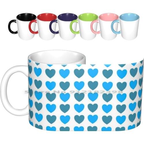 Blue Hearts Pattern Ceramic Mugs Coffee Cups Milk Tea Mug Popular Popular Trends Popular Styles Popular Designs Popular For Men