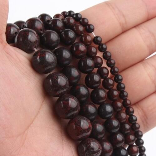 Natural Stones Red Brown Jaspers Loose Spacer Round Beads for Jewelry Making DIY Bracelet Accessories 15'' Strand 4/6/8/10/12mm