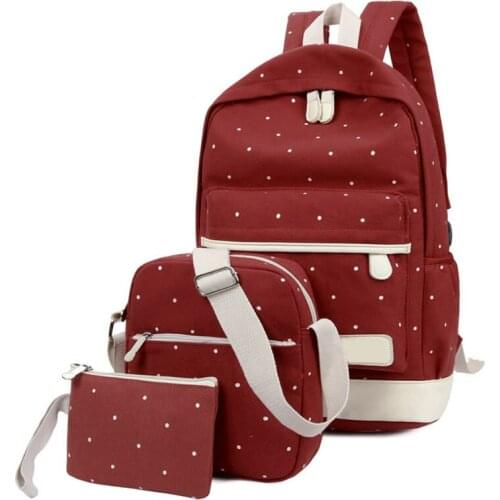 Hot Selling Gym Bags 3pcs Set Backpack With Purse Women Lady Girl Canvas For Outdoor Shopping School