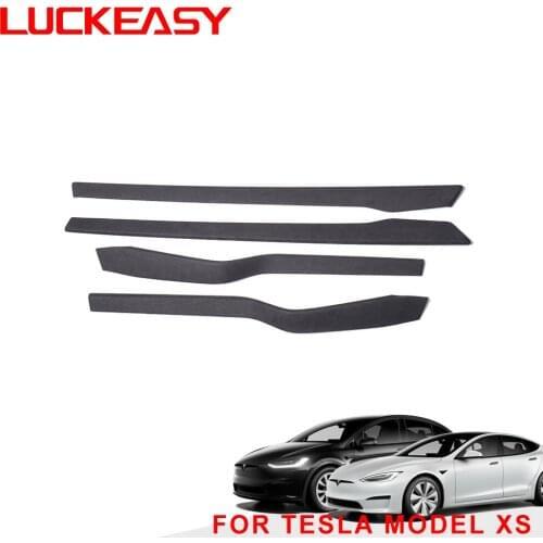 LUCKEASY for Tesla Model X S Interior Supplies Door Armrest Central Control Dashboard Suede Flip Leather Interior Protective Pad