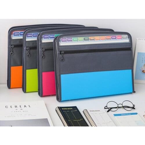 A4 Multi-layer Organ Bag Zipper Information Briefcase Document File Folder Student Test Paper Holder Pack