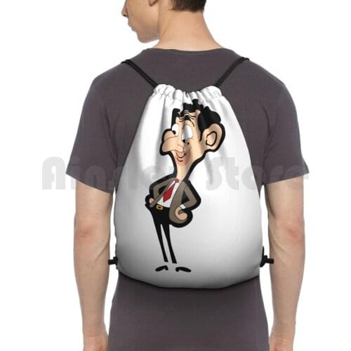 Mr.Bean Backpack Drawstring Bags Gym Bag Waterproof Mr Bean Bean Funny Comedy Rowan Atkinson Tv Fantastic Mr Fox Meme Wes