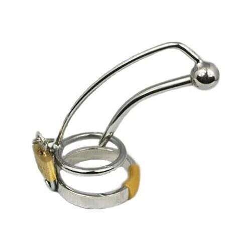 New!Stainless Steel Male Chastity Device with Catheter,Cock Cage,Penis Ring,Penis Lock,Adult Game,Cock Ring A007