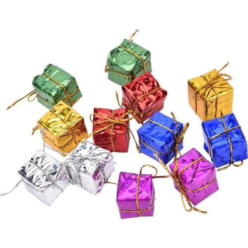 12 pcs/set Lovely Party Christmas Hanging Pendants Decoration Mini Gift Boxes Shape Tree Ornament