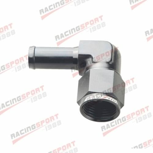 8AN AN8 Female To 1/2" (13mm) 90 Degree Barb Hose Adapter Fitting Black