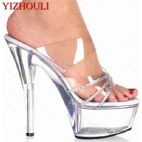 15 cm high heels underwater crystal, the performance of shoes bride shoes/surface decorative night fun dancing shoes