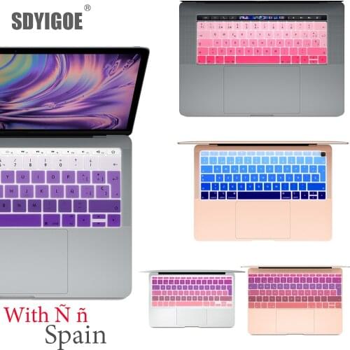 Spanish keyboard Protective Film For Mac Book pro 13 A2159 pro13 Retina air A1466 A1708A1989A1932 EU-key Silicone Keyboard Cover