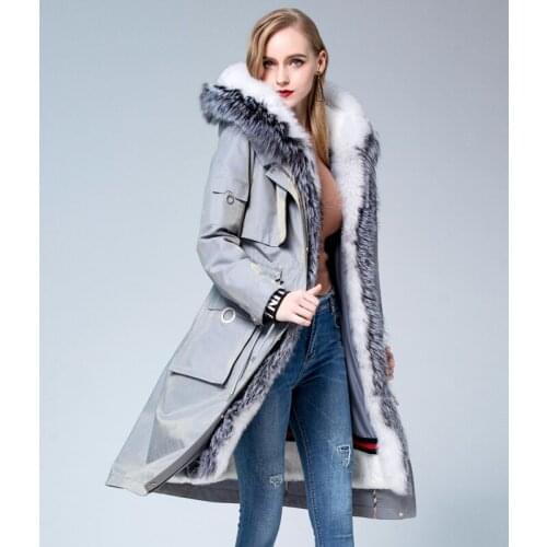 Autumn Winter Jacket Women Fox Fur Collar Warm Overcoat Parkas Real Fur Parka Thick Warm Rabbit Fur Liner Long Coats A219
