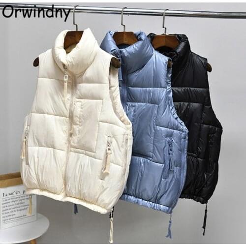 Orwindny Womens Vest Warm Cotton Waistcoat For Autumn And Winter Zipper Fashion Coat Sleeveless New Windproof Vests Female
