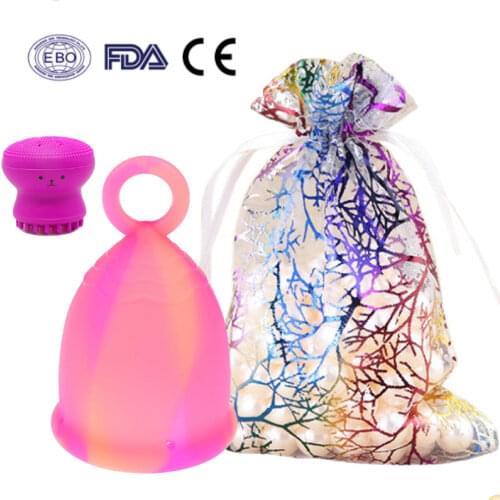 1/2PCS Colorful Menstrual Cup Medical Grade Silicone Menstrual Cup Feminine Hygiene Copa Menstrual Lady Cup Period Cup For Women