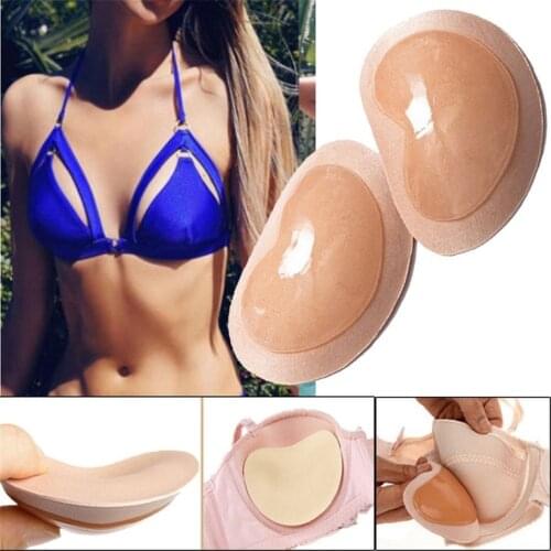 1 Pair Removable Silicone Bikini Chest Pad Self-Adhesive Bra Pads Bikini Push Up Bra Insert Bra Pads Paste Padding