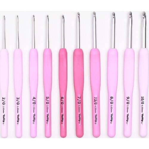 1PCS Tulip TER/TEL Crochet Hook Rose Pink Resin handle Knitting Needles Original authentic Japan Tulip Etimo 0.4-6.5mm