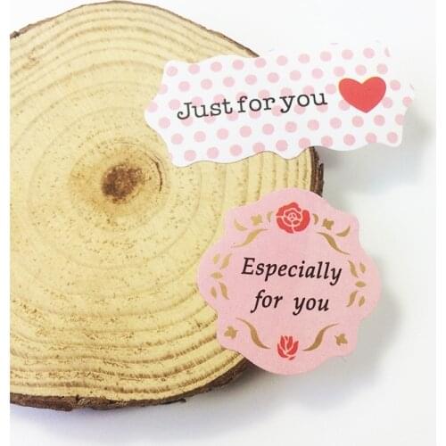 1200 Pcs/lot Pink&White 'Just for you' Kraft Seal Sticker DIY Multifunction Gift Package Decoration Party Labels Scrapbooking