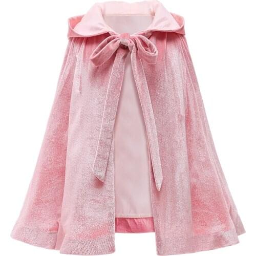 2021 Girl Fashion Dress Pink Hooded Princess Shawl Christmas Halloween Cloak Costume Childrens 2-10 y Spring and Autumn Clothes