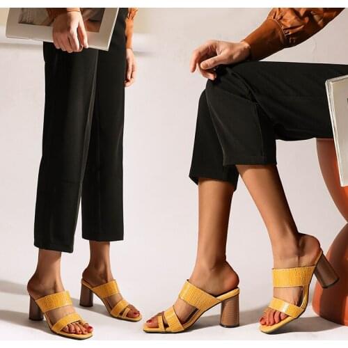 2021 High Heels Slippers Women Sandals Summer Shoes Woman Thick heel Pumps Buty Damskie Sexy Ladies sandalia feminina size32-43