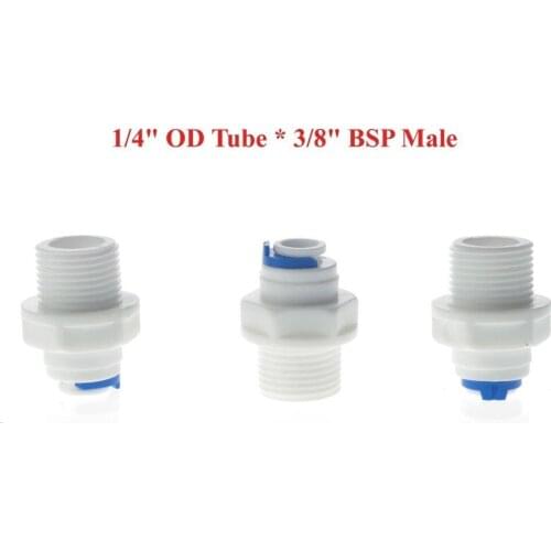 3 Pieces 1/4" OD Tube -3/8" BSP Male Quick Connector RO Water Straight Male BSP And Pipe Without trouble Of Nut Connector