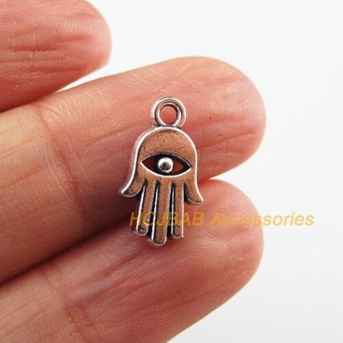 30Pcs New Hand Eyes Charms Tibetan Silver Color Palm Pendants 9x16mm