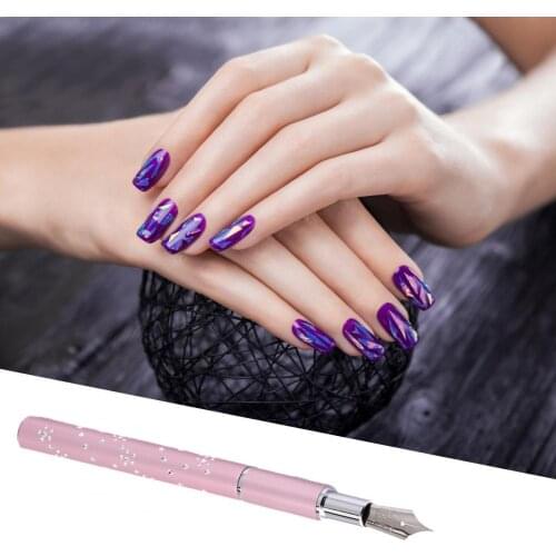 80% Hot Sale 6Pcs/Set Nail Pen Pink Color Nail Design Metal Diamond Crystal Dotting Pen for Professional