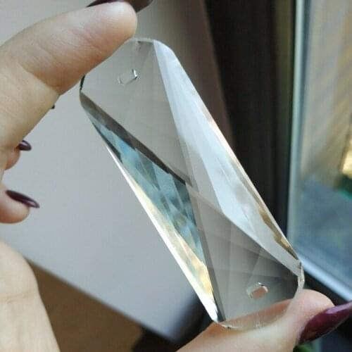 Camal 2pcs K9 76mm Faceted Round Head Rectangle Crystal Spacer Pendant Lamp Prism Part Chandelier Suncatcher Lighting Parts