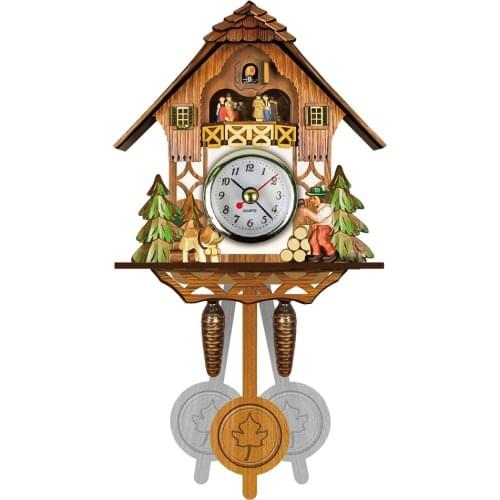 Wooden Cuckoo Wall Clock Bird Time Bell Swing Alarm Watch Home Art Decor Germany Black Forest Autoswinging Cuckoo Wall Clock