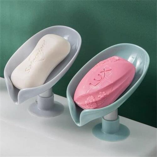 Leaf Shaped Soap Holder Shower Soap Shelf Bath Soap Box Vertical Suction Cup Laundry Soap Dish Storage Tray Bathroom Supplies