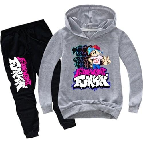 Childrens Hoodies Boys and Girls Baby Hoodie Set Friday Night Funkin Children Autumn Clothes Long Pants Kawaii Cartoon Clothes