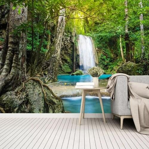 Custom Photo Wall Paper 3D Waterfall Green Landscape Painting Restaurant Study Bedroom Living Room Sofa Decoration Wall Murals