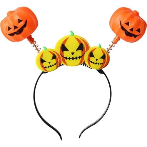 Halloween Night Party Luminous Headband Skull Pumpkin Headdress Makeup Costume Props Bat Kids Toys Decoration Supply