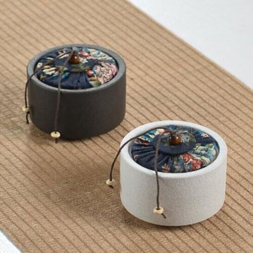 Ceramic Tea Caddy Tea Box Tea Canister Sealed Storage Jar Kungfu Teaware White Black Color Jar Living Room Home Decor