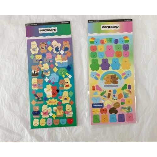 Colorful Cartoon Bear Cute Stickers Labels Post It Mobile Phone Water Cup Stationery Decorative Sticker Kawaii Creative Collage