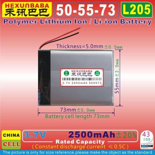 [L205] 3.7V 2700mAh [104050] PLIB (polymer lithium ion / Li-ion battery) for bluetooth,mp3,power bank,TOY,GPS