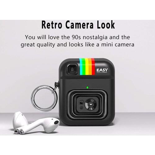 Magnetic Cover for Airpods Pro Case Cute Cartoon Camera Design with Keychain Silicone Rugged ArmorFull-Body for AirPods 1 2 Case