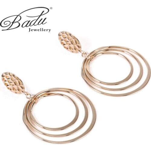 Badu Metal Exaggerated Earring Environmental Protection Material Earrings Big Temperament Retro Summer Beach Birthday Party Gift