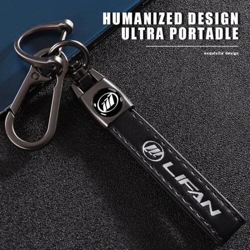 Metal Leather Car Keychain Key Rings Anti-Lost Pendant Styling Decorative Accessories For Lifan Solano 620 X50 X60 Smily 320