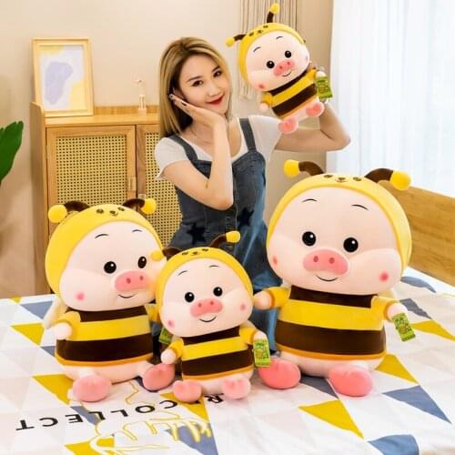 Cute Bee pig Doll Plush Stuffed Toy childrens photography props Angel pig pillow childrens Day gift girlfriend birthday gift