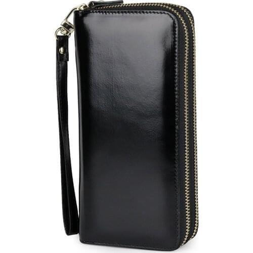 Fashion Women Wallets Genuine Leather Solid Female Purses Leather Long Coin Pocket Womens Leather Wallet Bag For Phone Carteira