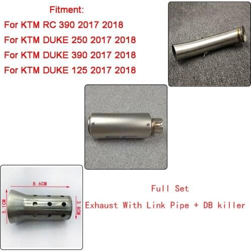 MTImport Motorcycle Full Set of Exhaust Muffler Link Pipe Silencer Pot Escape Slip-on For KTM DUKE 390 250 125 RC 390 2017 2018