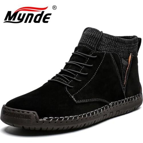 High Quality Leather Men Boots Winter Warm Snow Boots Winter Boots Work Shoes Mens Footwear Fashion Rubber Ankle Boots Size 48
