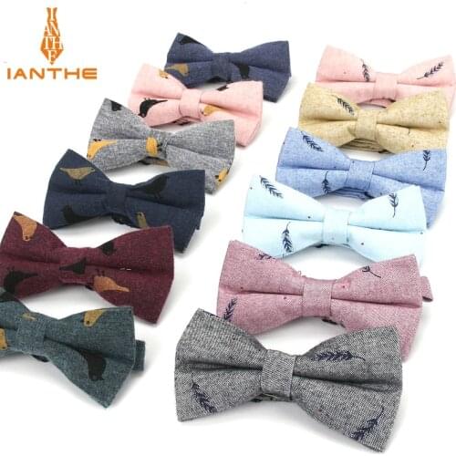 2018 Brand New Design Bird Bow Tie Mens Cotton Leisure Butterfly Handmade Vintage Leaf Print Tuxedo Cravat Groom Party Gift