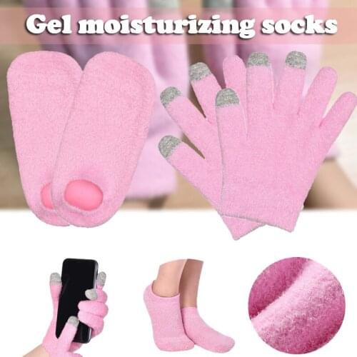 Moisturizing Set Spa Gloves And Sock Set Gel Gloves And Sock Heal Dry Skin For Repair Fuzzy Pink Deep Moisturizing Skin Care