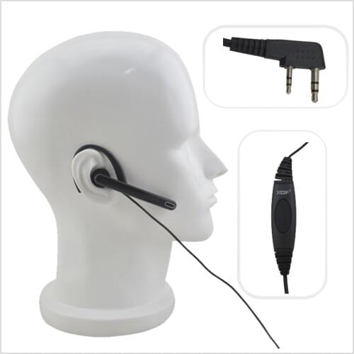 One-Wired Ear Hanger Boom mic Ear Bar Mic PTT Headset 2-pin K plug for Kenwood Baofeng UV-5R,Wouxun KG-UVD1P, TYT MD-390